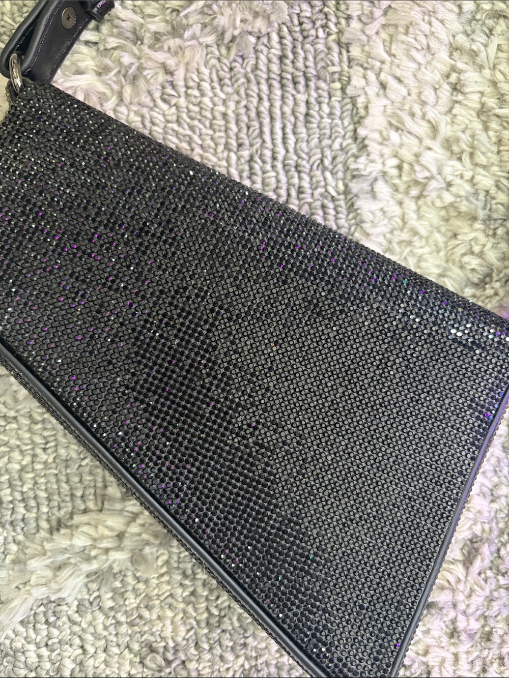 Madison West Black Rhinestone Shoulder Bag